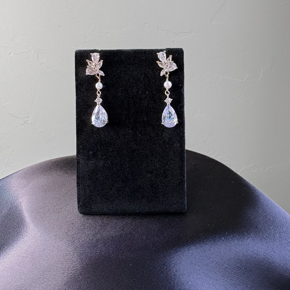 Dazzling Silver Crystal Drop Earrings